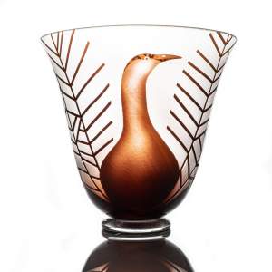 Large Vintage Scandinavian Limited Edition Glass Vase by Kosta