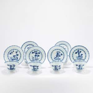 A Set of Six Chinese Nanking Cargo Tea Bowls and Saucers