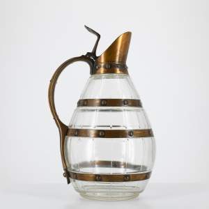 An Antique Glass and Copper Banded Water or All Jug