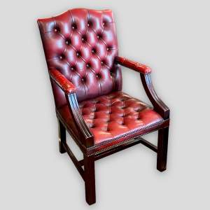 20th Century Ox Blood Red Leather Desk Chair