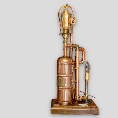 Vintage French Copper Extinguisher Steampunk Lamp image-1