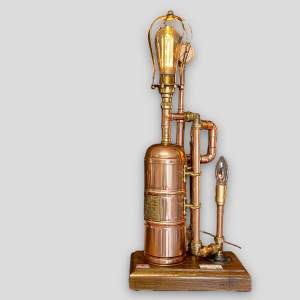 Vintage French Copper Extinguisher Steampunk Lamp