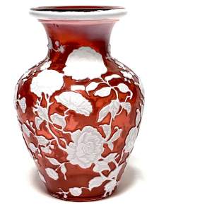 Art Nouveau Bohemian Cranberry Glass Vase