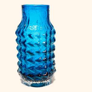 Whitefriars Kingfisher Blue Glass Pineapple Vase
