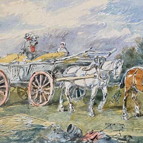 19th Century Harden Sidney Melville Watercolour Harvest Scene image-2