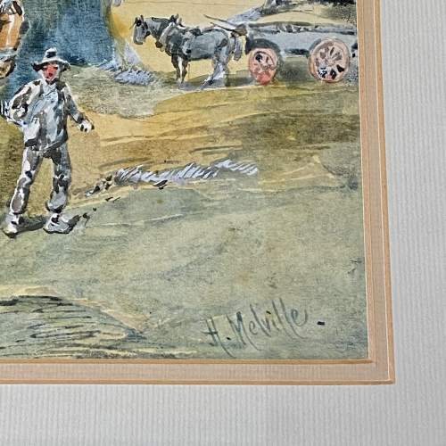 19th Century Harden Sidney Melville Watercolour Harvest Scene image-4