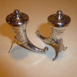 Novelty Viking Horn Silver Cruet Set