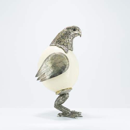 An Unusual and Amusing Eagle Ostrich Egg Sculpture image-3