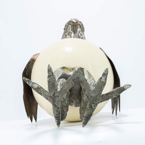 An Unusual and Amusing Eagle Ostrich Egg Sculpture image-6