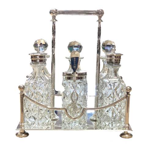 Victorian Cut Glass and Silver Plated Cruet Set image-2