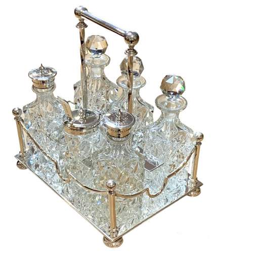 Victorian Cut Glass and Silver Plated Cruet Set image-1