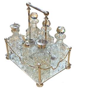 Victorian Cut Glass and Silver Plated Cruet Set