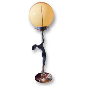 Art Deco Chrome Plated Lady Table Lamp