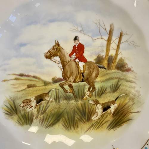 Pair of Hand Painted Royal Crown Derby Signed Hunting Plates image-3