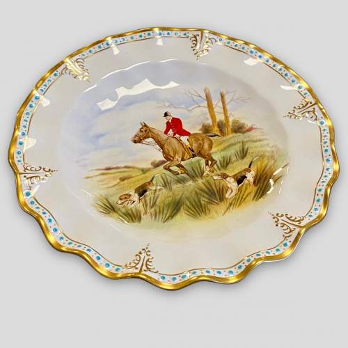 Pair of Hand Painted Royal Crown Derby Signed Hunting Plates image-5