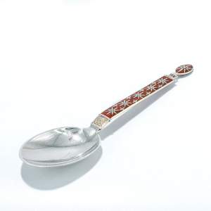 A Vintage Norwegian Silver and Enamel Spoon
