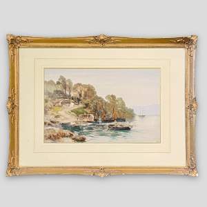 Signed Watercolour Rowing Home by Earnest William Haslehust