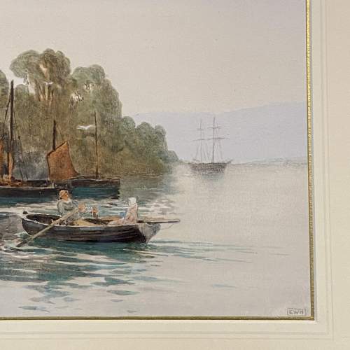 Signed Watercolour Rowing Home by Earnest William Haslehust image-3