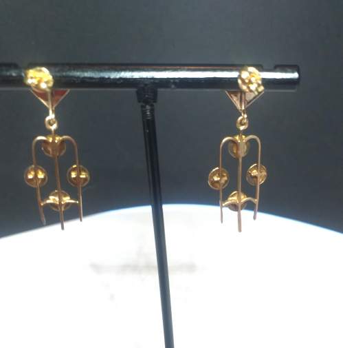 Unusual 9ct Gold Modernist Earrings. London 1977 image-3