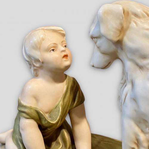 Early 20th Century Royal Dux Figure of a Child with Dog image-4