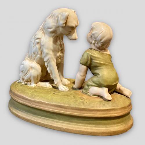 Early 20th Century Royal Dux Figure of a Child with Dog image-5