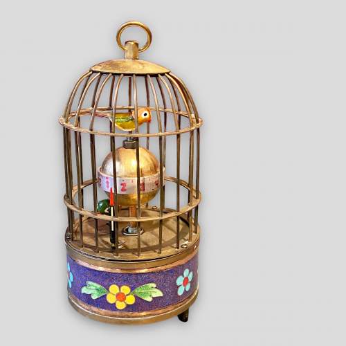 20th Century Brass and Enamel Bird Cage Clock image-1