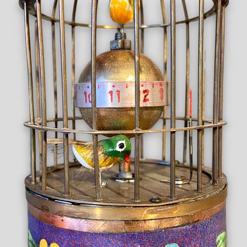 20th Century Brass and Enamel Bird Cage Clock image-3