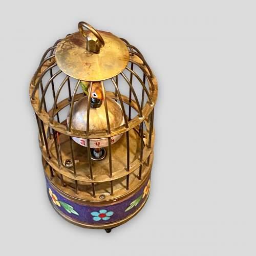 20th Century Brass and Enamel Bird Cage Clock image-4