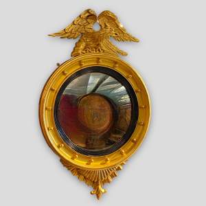 Regency Period Carved Gilt Wood Convex Mirror
