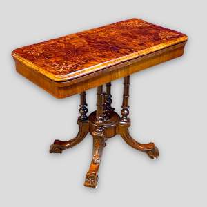 Victorian Inlaid Burr Walnut Card Table