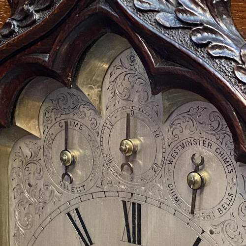 Gothic Oak Cased Triple Fusee Bracket Clock image-5