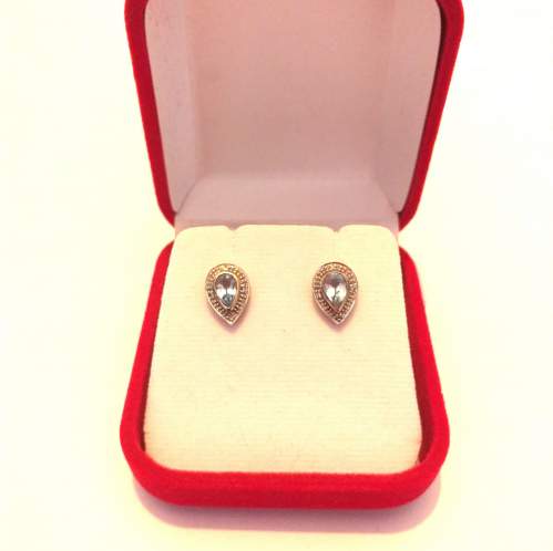 9ct Gold Topaz and Diamond Pear shape Stud Earrings image-1