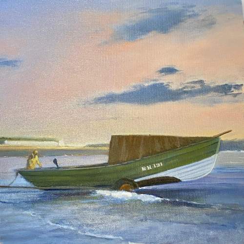 Ron Freeman Acrylic on Panel Painting of Newbiggin by the Sea image-3