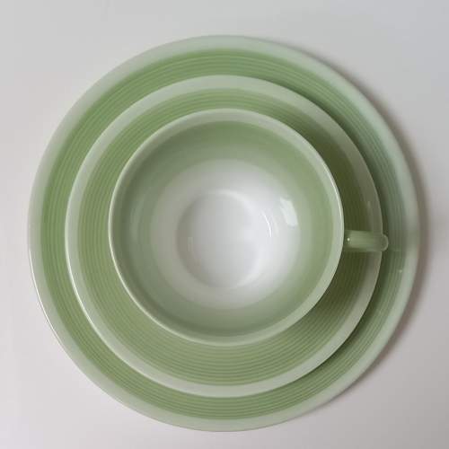 Art Deco Shelley Regent Swirls Sage Green Cup Saucer & Plate Trio image-3