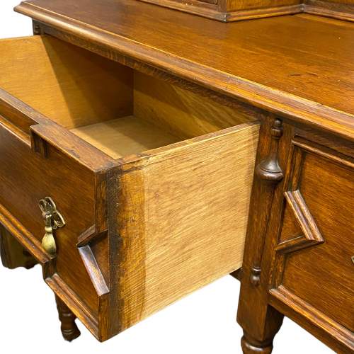 Jacobean Style Geometric Moulded Oak Dresser image-5