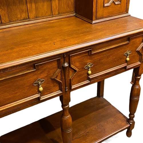 Jacobean Style Geometric Moulded Oak Dresser image-6