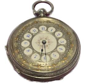 1885 Silver Victorian Key-Wind Ladies Pocket Watch with Albert