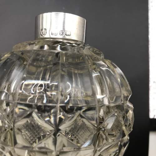 Victorian Cut Glass Scent Bottle  Silver Collar Thos. Hayes 1897 image-3