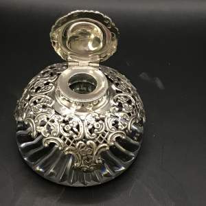 Victorian Cut Glass & Silver Mounted Inkwell Wm. Comyns 1898
