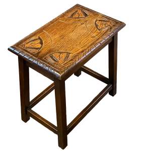 Carved Oak Vintage Stool or Side Table