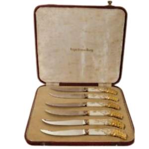 Stylish Royal Crown Derby Fruit Cutlery - Mid Century - Boxed