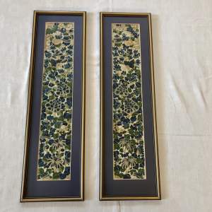 Pair of 19th Century Framed Chinese Silk Cuffs for a Grand Robe