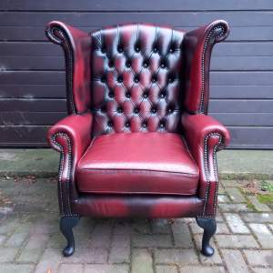 Oxblood Red Leather Thomas Lloyd Chesterfield Armchair