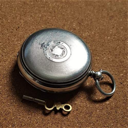 1887 Silver English Lever Pocket Watch & Key image-6