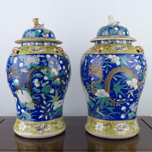 A Pair of 19th Century Chinese Porcelain Dragon Jars image-1