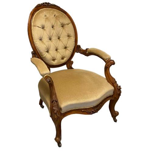 Victorian Low Mahogany Button Back Chair image-1