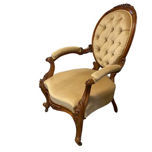 Victorian Low Mahogany Button Back Chair image-2