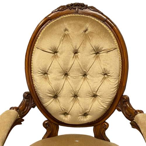 Victorian Low Mahogany Button Back Chair image-3