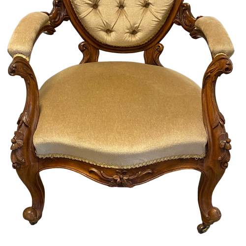 Victorian Low Mahogany Button Back Chair image-4