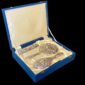 Boxed Silver Four Piece Vanity Set
